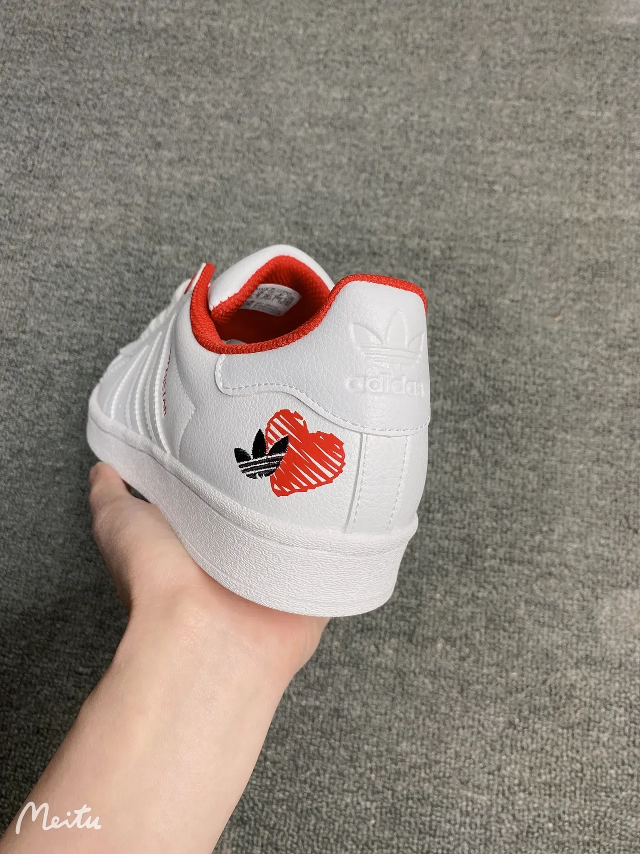 Adidas Superstar White Red Heart Lifestyle Sneakers 5