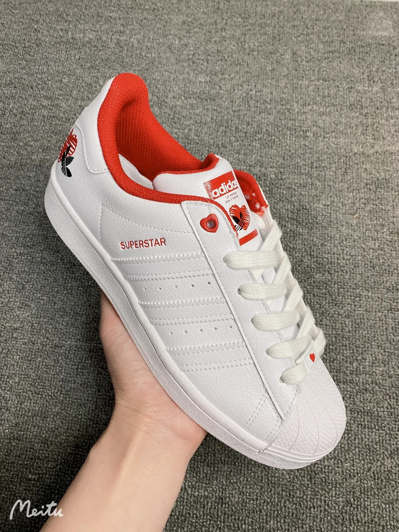 Adidas Superstar White Red Heart Lifestyle Sneakers 6