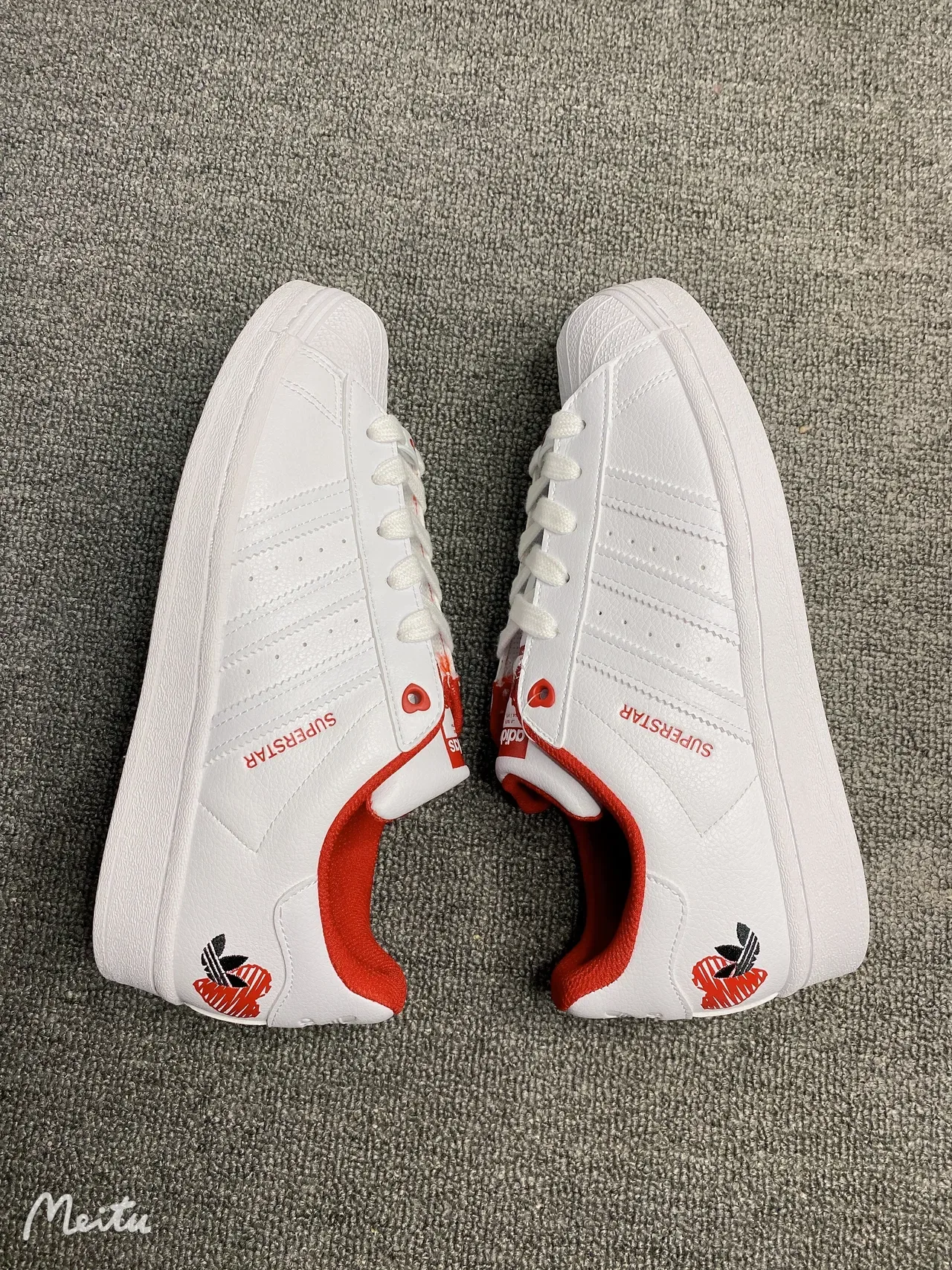 Adidas Superstar White Red Heart Lifestyle Sneakers 7