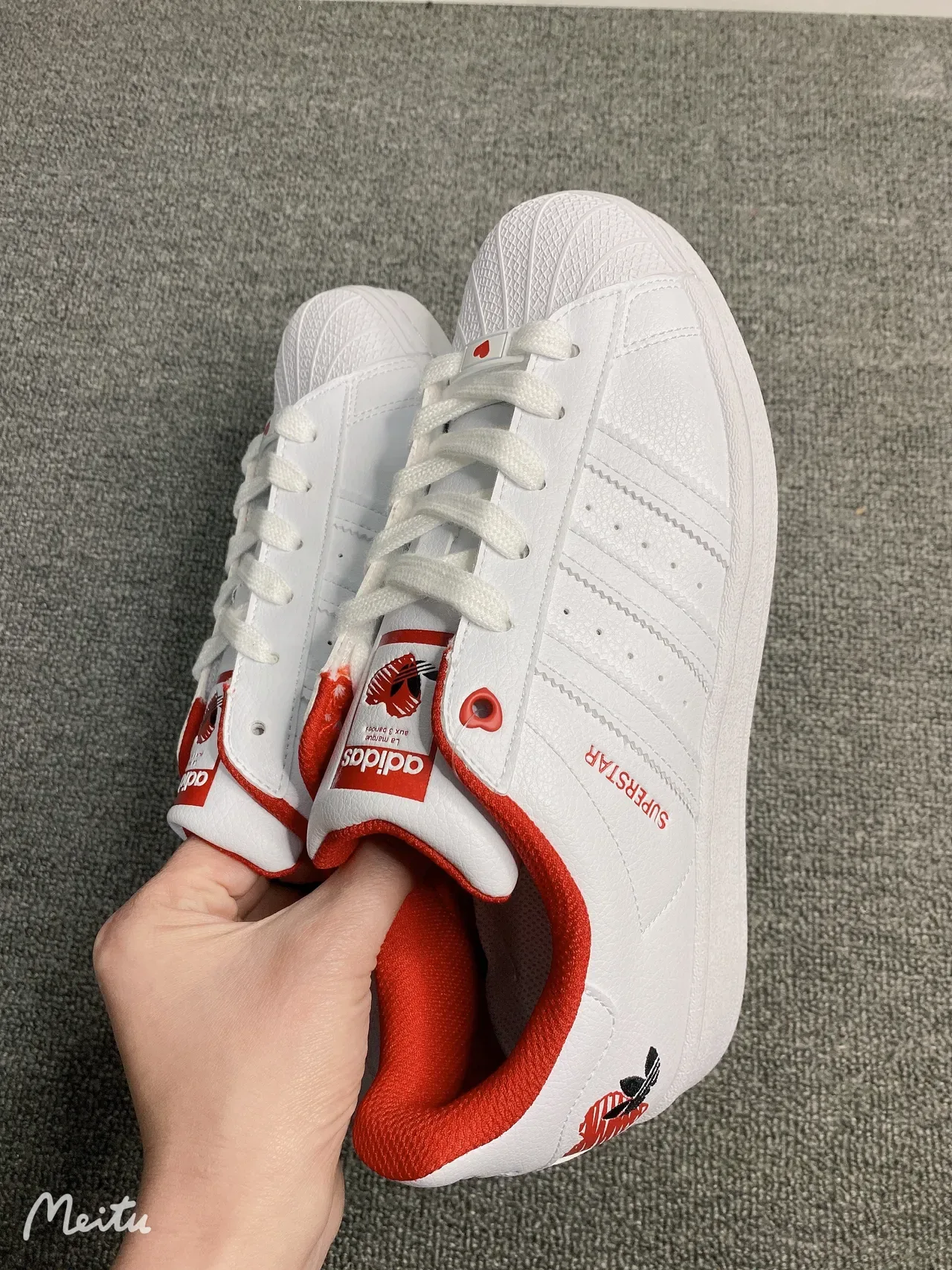 Adidas Superstar White Red Heart Lifestyle Sneakers 8