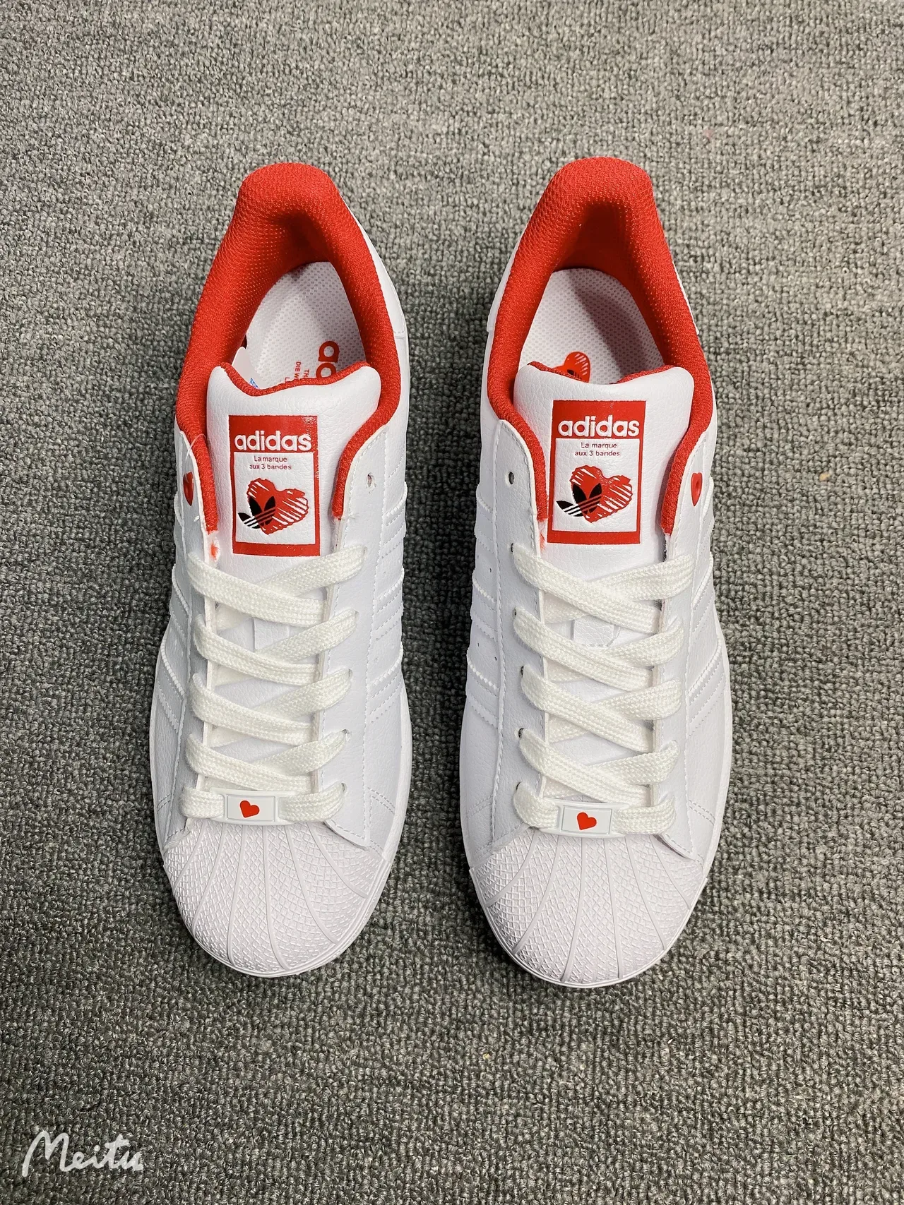 Adidas Superstar White Red Heart Lifestyle Sneakers 9