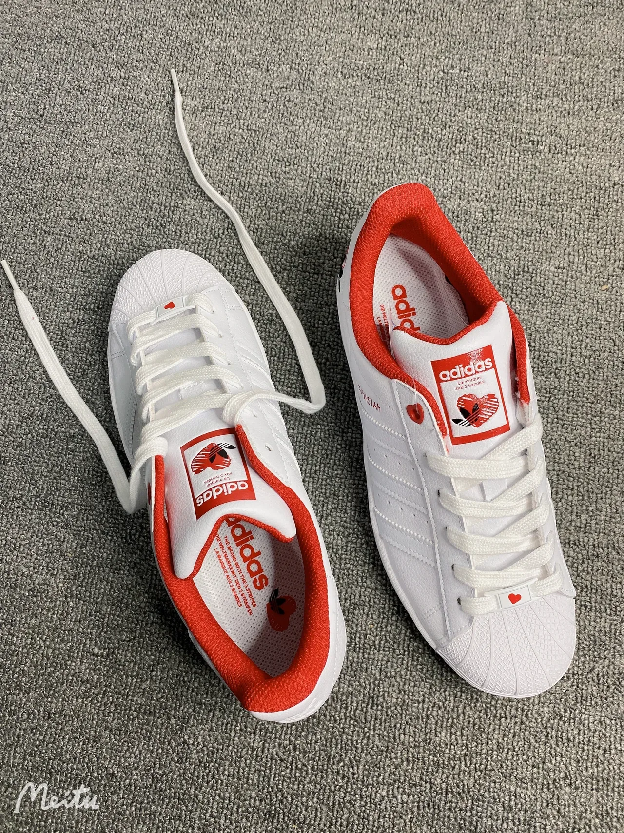 Adidas Superstar White Red Heart Lifestyle Sneakers 11