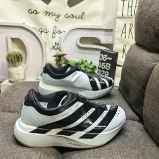 Adidas White Black Laceless Slip-On Perforated Mesh Upper Lifestyle Sneakers