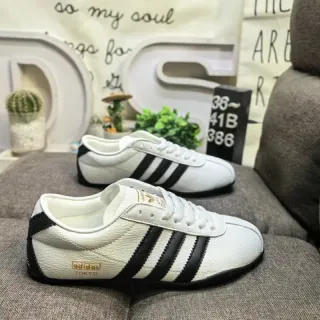 Adidas White Black Leather Upper Three Stripes Lifestyle Sneakers