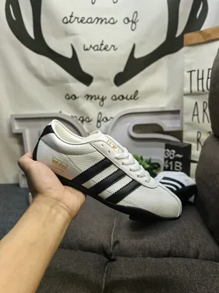 Adidas White Black Leather Upper Three Stripes Lifestyle Sneakers 5