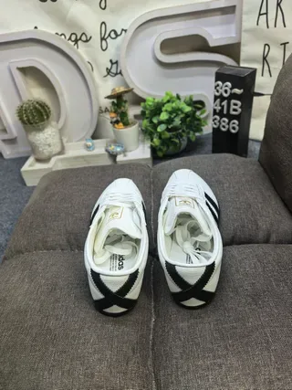 Adidas White Black Leather Upper Three Stripes Lifestyle Sneakers 8