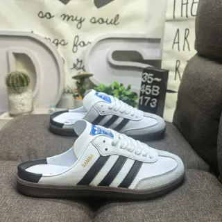 Adidas 白色黑色一脚蹬系带前乐福鞋