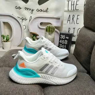Adidas White Blue Breathable Mesh Upper Sculpted Midsole Lifestyle Sneakers