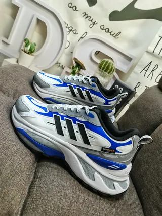 Adidas White Blue Layered Midsole Asymmetric Wave Sculpting Chunky Sneakers 7