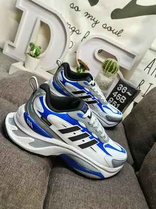 Adidas White Blue Layered Midsole Asymmetric Wave Sculpting Chunky Sneakers 9