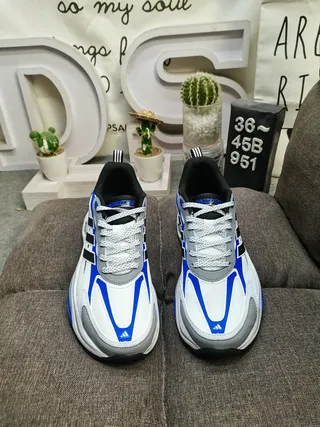 Adidas White Blue Layered Midsole Asymmetric Wave Sculpting Chunky Sneakers 10