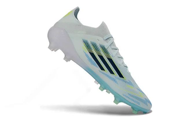 Adidas White Blue Low-Cut Knit Upper Asymmetrical Lacing Firm-Ground Soccer Shoes 2
