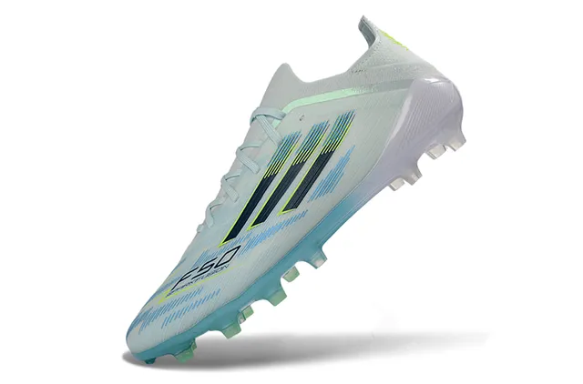 Adidas White Blue Low-Cut Knit Upper Asymmetrical Lacing Firm-Ground Soccer Shoes 3