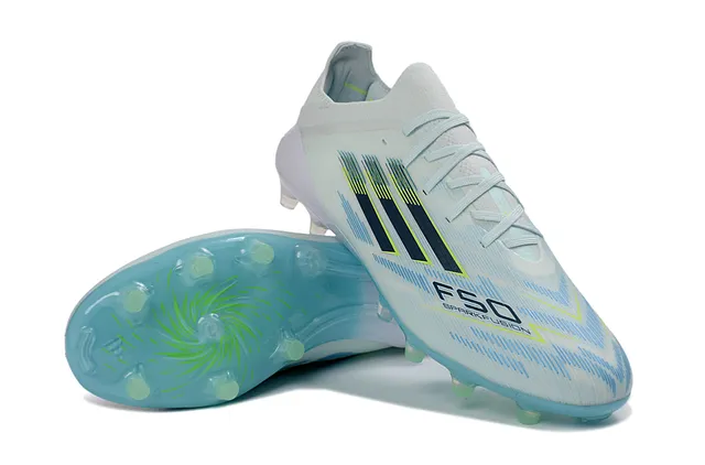 Adidas White Blue Low-Cut Knit Upper Asymmetrical Lacing Firm-Ground Soccer Shoes 4