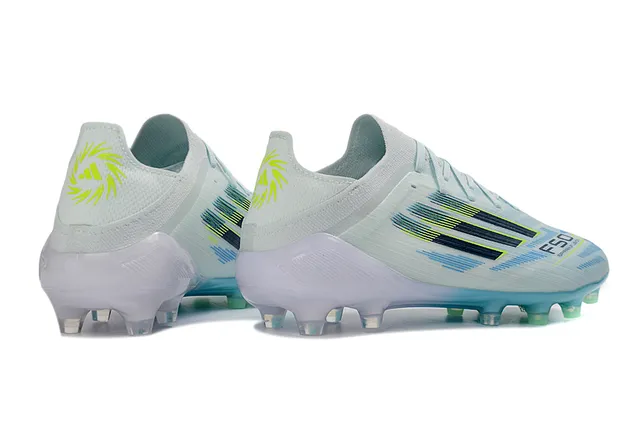 Adidas White Blue Low-Cut Knit Upper Asymmetrical Lacing Firm-Ground Soccer Shoes 5