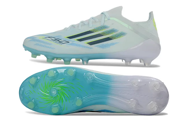 Adidas White Blue Low-Cut Knit Upper Asymmetrical Lacing Firm-Ground Soccer Shoes 6