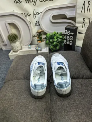 Adidas White Blue Low-Top Suede-Leather Upper Lifestyle Sneakers 8