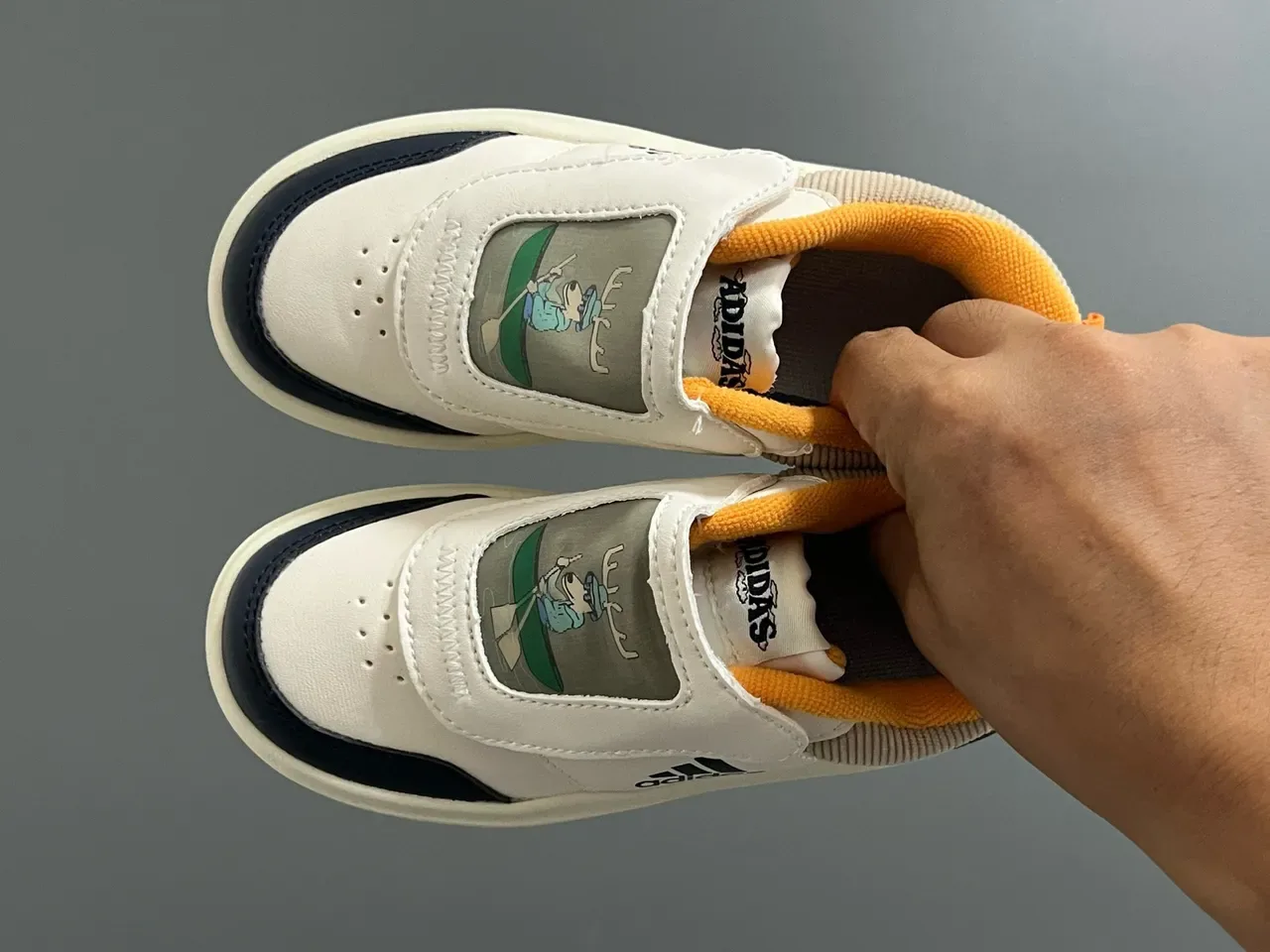 Adidas White Blue Low-Top Velcro Strap Lifestyle Sneakers 15