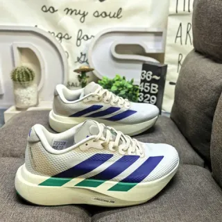 Adidas Blanc Bleu Mesh Haut Trois Rayures Panneau Latéral Chaussures de course