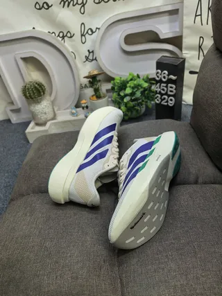 Adidas White Blue Mesh Upper Three-Stripe Side Panel Running Shoes 6