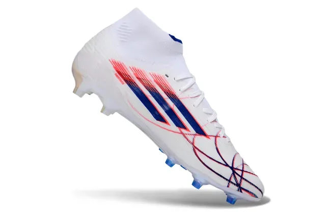 Adidas সাদা নীল সক-ফিট কলার স্বচ্ছ ইরিডেসেন্ট সোলপ্লেট ফার্ম গ্রাউন্ড ফুটবল জুতা 2