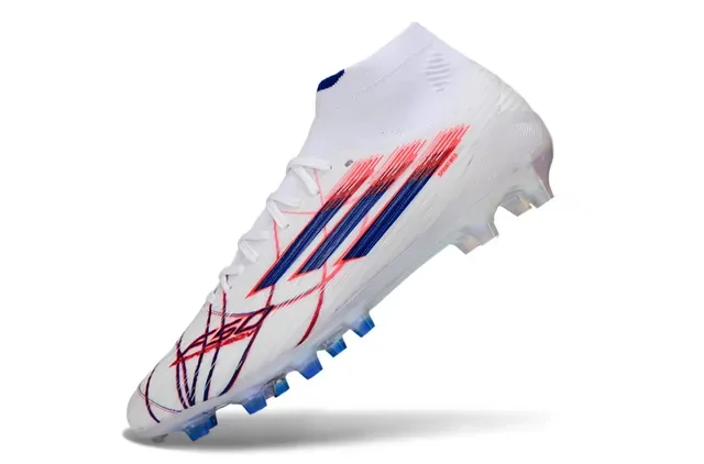 Adidas সাদা নীল সক-ফিট কলার স্বচ্ছ ইরিডেসেন্ট সোলপ্লেট ফার্ম গ্রাউন্ড ফুটবল জুতা 3