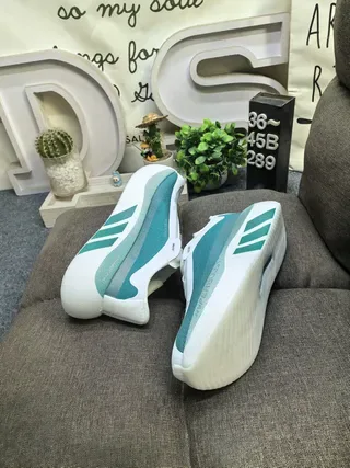 Adidas White Blue Streamlined Knit Upper Sculpted Monolithic Midsole Lifestyle Sneakers 16
