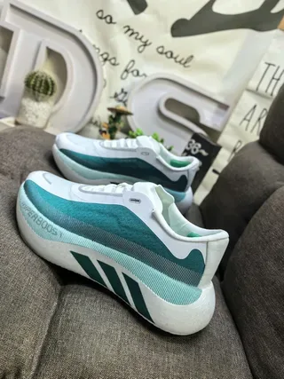 Adidas White Blue Streamlined Knit Upper Sculpted Monolithic Midsole Lifestyle Sneakers 17