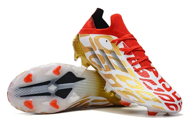 Adidas Chaussures de football blanc et or basses cage terrain ferme 3