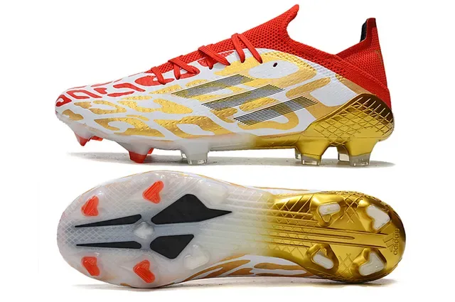 Adidas Chaussures de football blanc et or basses cage terrain ferme 5