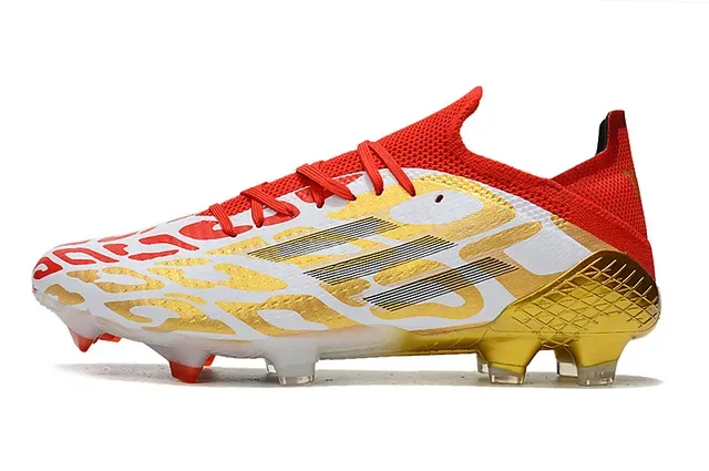 Adidas Chaussures de football blanc et or basses cage terrain ferme 8