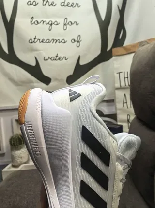 Adidas White Gray Knit Mesh Upper Three-Stripe Side Branding Lifestyle Sneakers 23