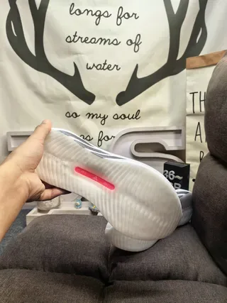 Adidas White Gray Laceless Slip-On Textured Knit Upper Lifestyle Sneakers 4