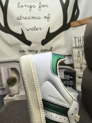 Adidas White Green Low-Top Perforated Toe Lifestyle Sneakers 3