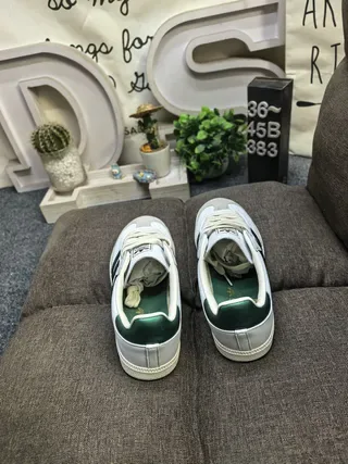 Adidas White Green Low-Top Perforated Toe Lifestyle Sneakers 8
