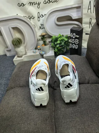 Adidas White Multicolor Engineered Mesh Upper Three-Color Striped Side Panel Running Shoes 8