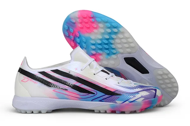 Adidas Blancs Multicolores Basses Supérieure Synthétique Recouvrement Graphique Vibrant Chaussures de Football Turf 4