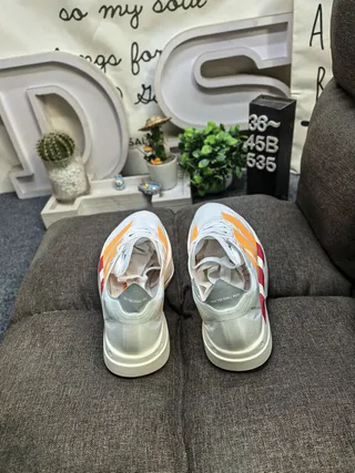 Adidas White Orange Engineered Mesh Upper Sculpted Lightstrike Pro Midsole Running Shoes 8
