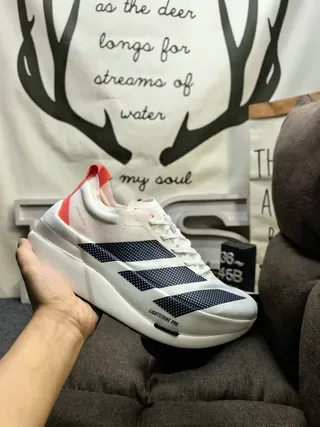 Adidas White Orange Perforated Mesh Upper Three-Stripe Side Branding Running Shoes 5