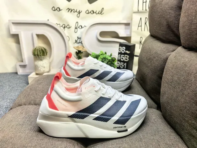Adidas White Orange Perforated Mesh Upper Three-Stripe Side Branding Running Shoes 11