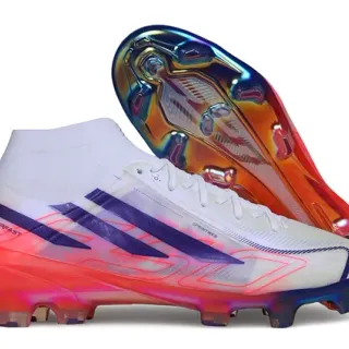 Adidas White Purple High-Cut Translucent Sole Firm-Ground Soccer Shoes