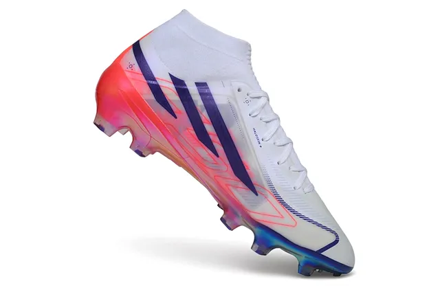 Adidas White Purple High-Cut Translucent Sole Firm-Ground Soccer Shoes 2