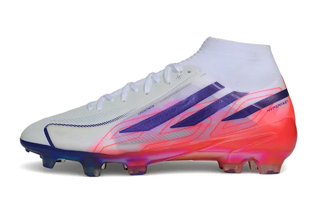 Adidas White Purple High-Cut Translucent Sole Firm-Ground Soccer Shoes 7
