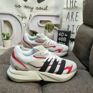 Adidas White Red Chunky Sculpted Sole Mesh And Synthetic Overlay Construction Lifestyle Sneakers