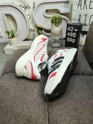 Adidas White Red Chunky Sculpted Sole Mesh And Synthetic Overlay Construction Lifestyle Sneakers 6