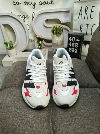 Adidas White Red Chunky Sculpted Sole Mesh And Synthetic Overlay Construction Lifestyle Sneakers 10