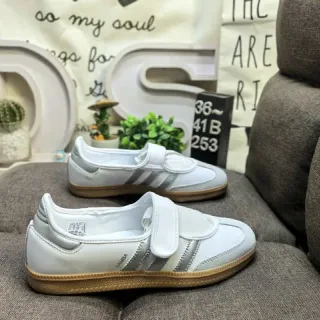 Adidas White Silver Laceless Velcro Strap Lifestyle Sneakers