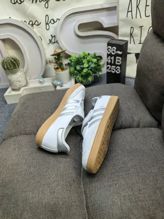 Adidas White Silver Laceless Velcro Strap Lifestyle Sneakers 6