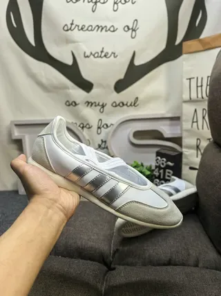 Adidas White Silver Low-Top Lace-Up Lifestyle Sneakers 5