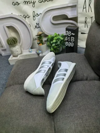 Adidas White Silver Low-Top Lace-Up Lifestyle Sneakers 6